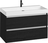 Set de meubles de salle de bain Saqu Gaia - 100x52 cm - Pré-assemblé - Zwart - Meubles lavabo - Meubles de salle de bain