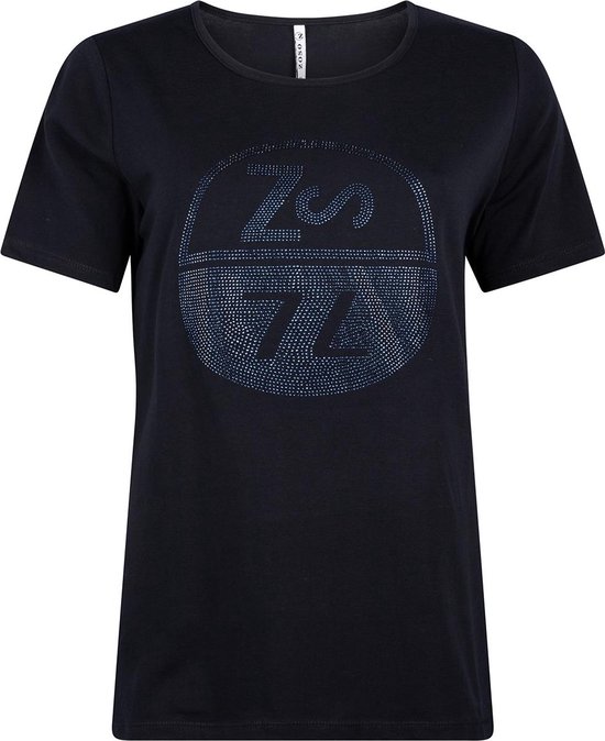 Zoso T-shirt Destiny T Shirt With Studs 241 0008 Navy Dames Maat - S