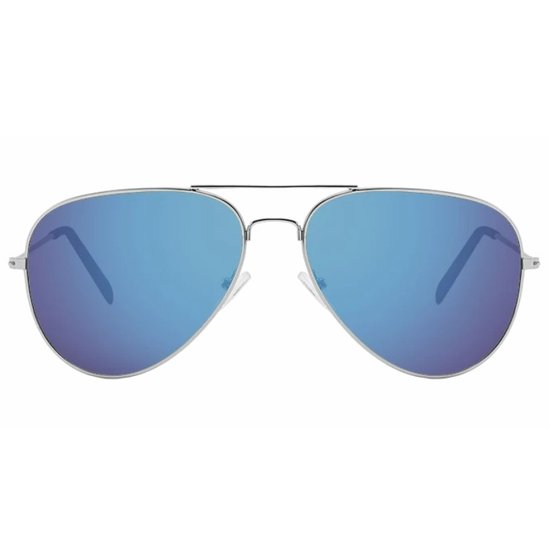 Fako Fashion® - Piloten Zonnebril - Pilotenbril - Piloot Zonnebril - Heren Zonnebril - Dames Zonnebril - Zilver - Blauw van Fako Fashion® — afbeelding 4