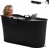 HelloBath® - Bath Bucket - XL - 122 cm - Zwart - Zitbad - Ligbad (Verzending in Doos) - incl. Badplank en Kraantje