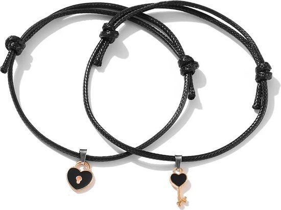 Hartje en sleutel armband set voor Hem en Haar - Romantisch Liefdes Cadeau - Mannen Cadeautjes - Cadeau voor Man