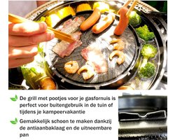 Asian Fondue Pan - Geschikt voor Gasplaat - Geschikt voor Open Vuur - Korean BBQ en Grillplaat - Thai BBQ - Vaatwasser Veilig - Anti-aanbak laag - Kampeer Pan -