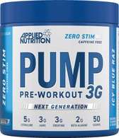Applied Nutrition - Pump 3G ZERO STIM Pre-Workout (Icy Blue Raz - 375 gram) - Suikervrij