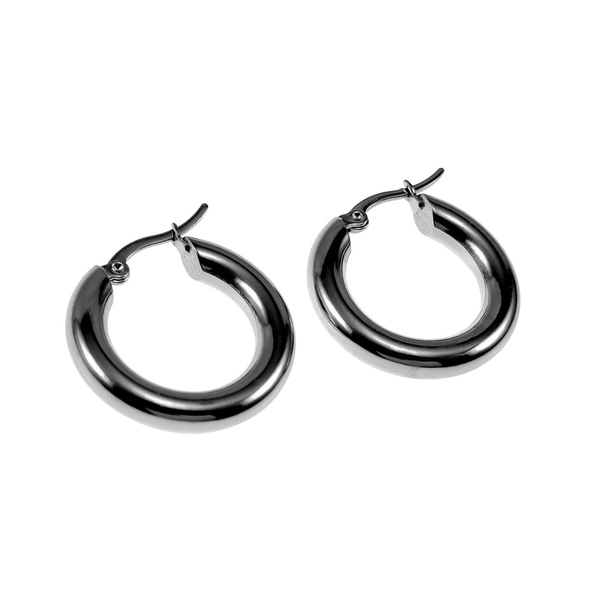 ESHIONER Boucles D'Oreilles Titane G23 Hypoallergéniques - Argent Noir Opale Perle