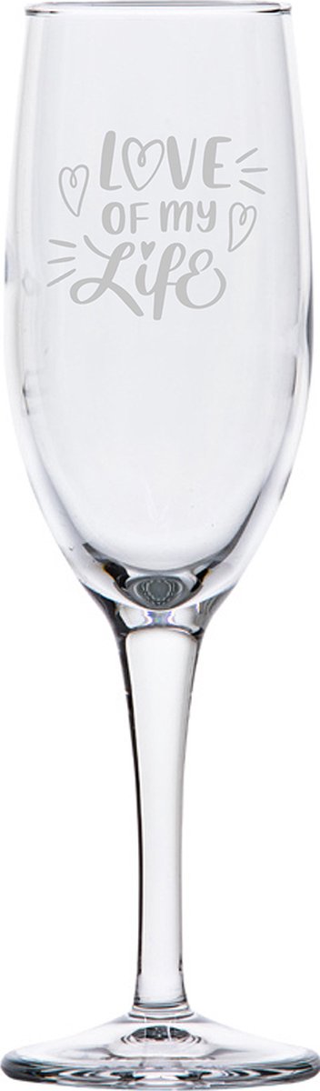 Gegraveerde Champagneglas 16,5cl Love of my life - valentijnsdag - valentijn