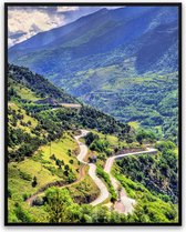 Pyreneen Fotolijst met glas 40 x 50 cm - Prachtige kwaliteit - Berg - Frankrijk - Spanje - Wielrennen - Canvas - Natuur - Foto op hoge kwaliteit uitgeprint