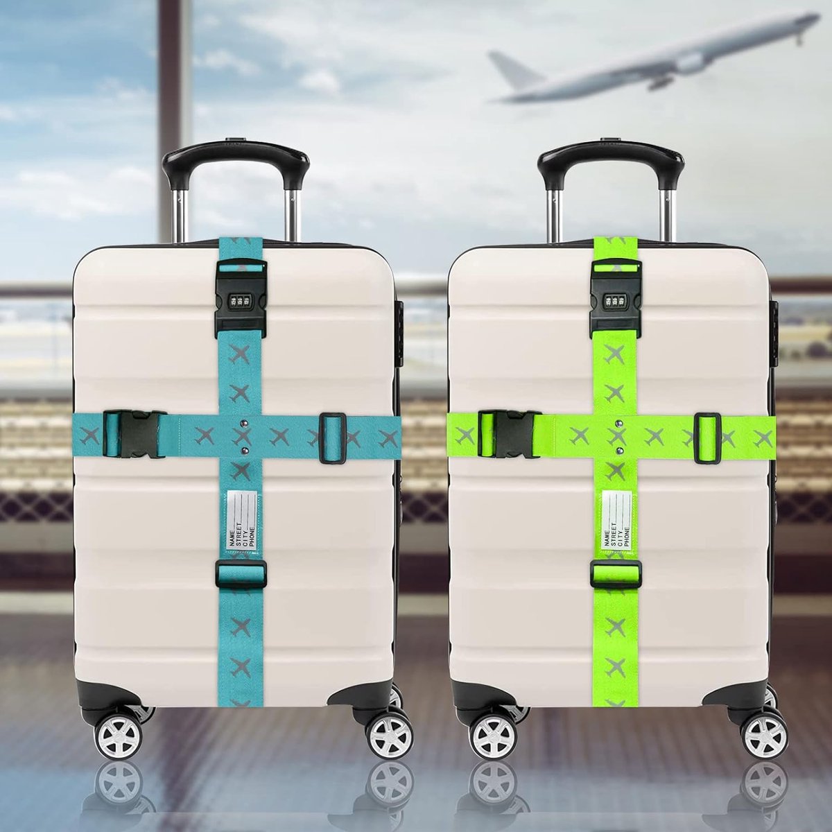 Lot de 2 Sangles de Valise avec Serrure à Combinaison TSA - Sangle de