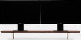Oakywood Étagère de bureau – Noyer Massief / Wit – Support Dual écran en bois véritable, support d'écran, bureau Clean , ergonomique et élégant