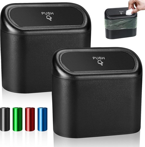 Afvalbak Auto Idota Auto Vuilnisemmer Set - 2 Stuks Mini Afvalbakken Met 150 Zakken En Haken Voor In De Auto Car Trash Can