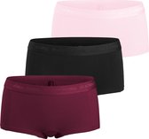 Björn Borg - Meisjes - Minishort Cotton Stretch 3-Pack - Rood/Roze/Zwart - Maat 98-104