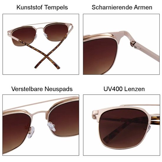 Fako Sunglasses® - Pilotenbril Metal - Piloot Zonnebril - Heren Zonnebril - Dames Zonnebril - Model Jean - Zwart van Fako Sunglasses® — afbeelding 4