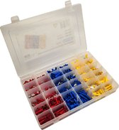 LB Tools professioneel 650 delig AMP geïsoleerd kabelschoentjes assortiment rood, blauw en geel kabelverbinder in kunststof opbergdoos