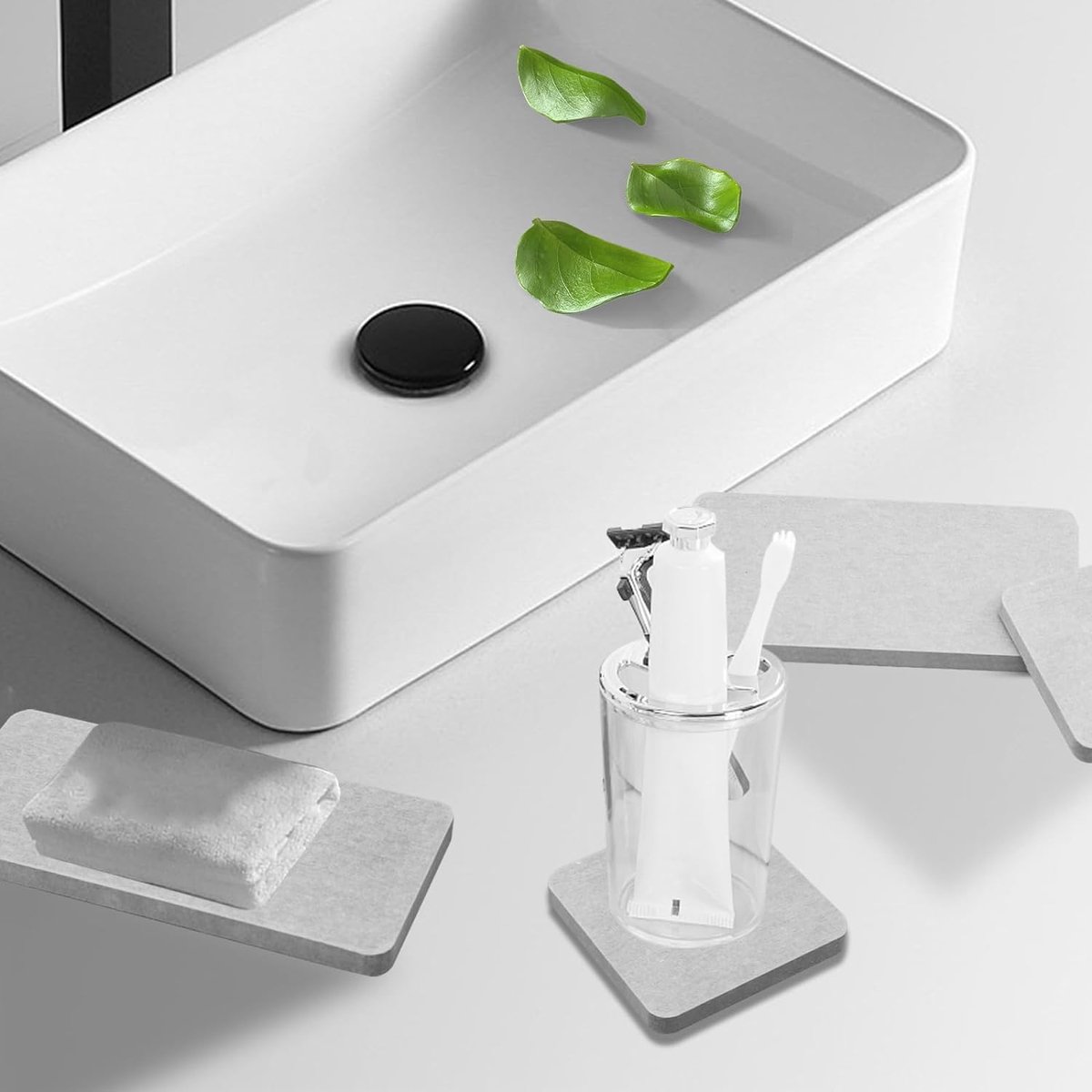 Minismus Sneldrogende Stone Tray, Keuken Waterabsorberende Steen Lade, Gootsteen Zeep Lade