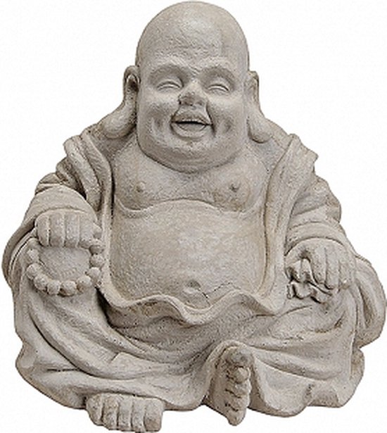 Statue de Bouddha heureux gris 32 cm