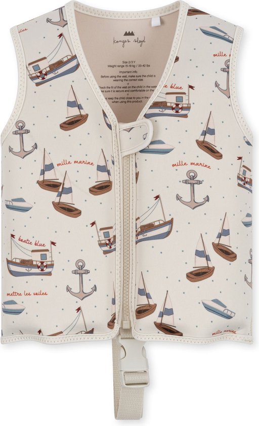 Konges Sløjd Neopreen Float Vest/Zwemvest/Drijfvest - Sail Away - Maat 1-2 jaar