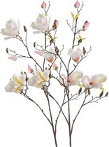 2x Creme kunst Magnolia tak 105 cm - Kunstbloemen