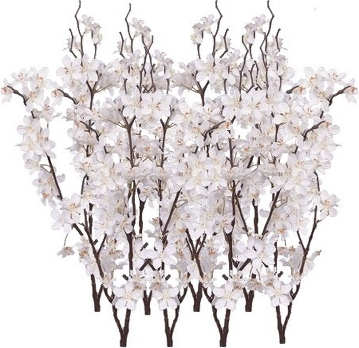 Bellatio Flowers & Plants Witte appelbloesem - 8x - kunstbloem/tak - 57 bloemetjes - 84 cm - nepbloemen - kunstbloemen