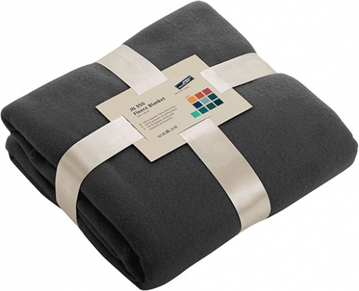 James & Nicholson Fleece bankdeken/plaid - 1x - donkergrijs - 130 x 170 cm - 240 grams - pluisvrij - wasbaar