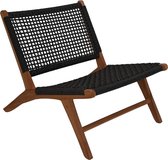 Eve Loungestoel - 65x66x80 cm - Zwart - Teak/Bananenblad - tuin stoel, lounge stoel, loungestoel buiten, lounge stoel, loungezetel, tuinstoelen weerbestendig, tuinstoelkussens hoge rug, tuinstoelen