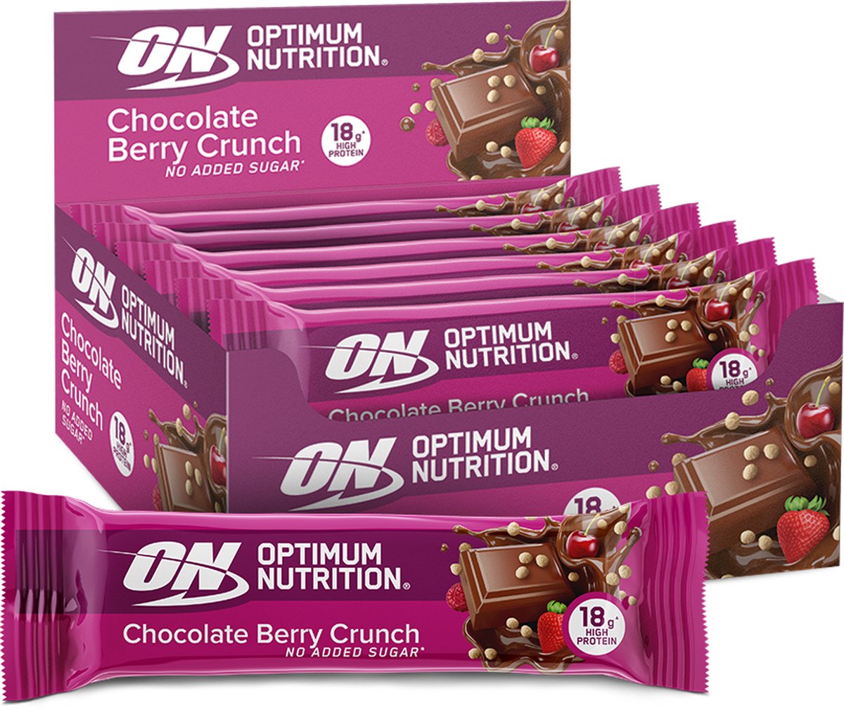 Goedkoopste Optimum Nutrition Protein Crunch Bars - Crunchy Berry Proteine Repen - Vegetarisch - 12 Eiwitrepen (660 gram
