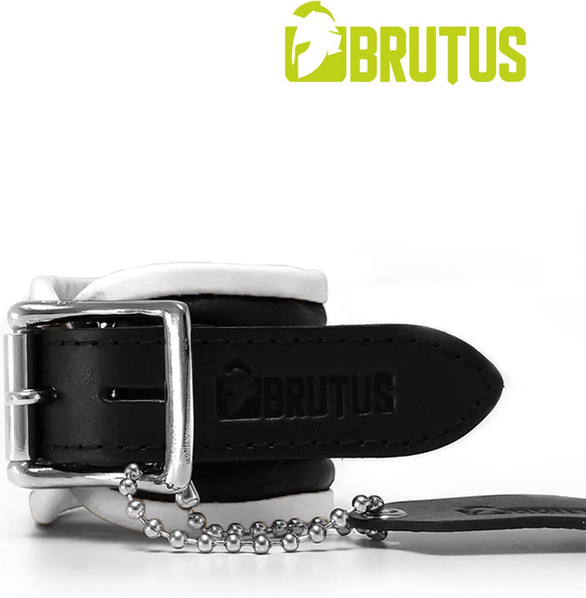 Goedkoopste BRUTUS LEATHER - Leren Polsbeperkingen Handboeien - Zwart/Wit