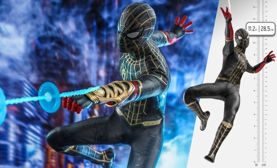 Foto: Hot toys spider man black and gold 1 6 scale figure hot toys spider man no way home figuur