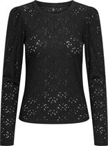 Only T-shirt Onlsmilla L/s O-neck Puff Top Jrs 15313956 Black Dames Maat - M