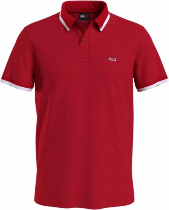 Polo Tommy Hilfiger TJM Regular Solid Tipped pour hommes - Rouge - Taille L
