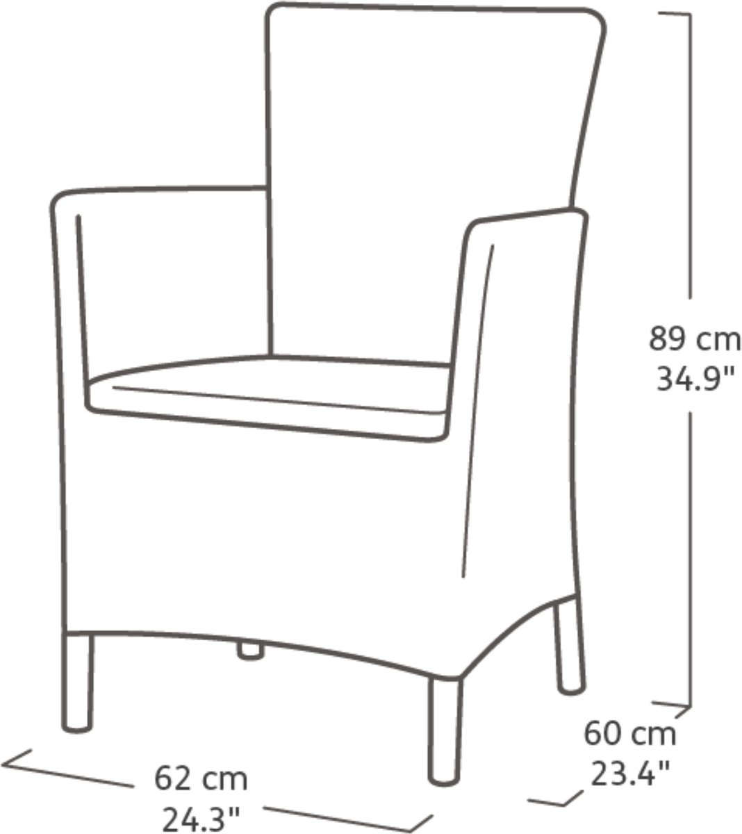 Allibert Iowa Tuinstoel - 2 stuks - 62x60x89cm - Grafiet thumbnail 2