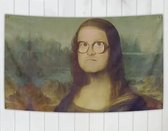 Mona Lisa Nerd Vlag - 150 x 90 CM - Bril -Droge humor - gek - flauwe grap - schilderij - kunst - spandoek - banner