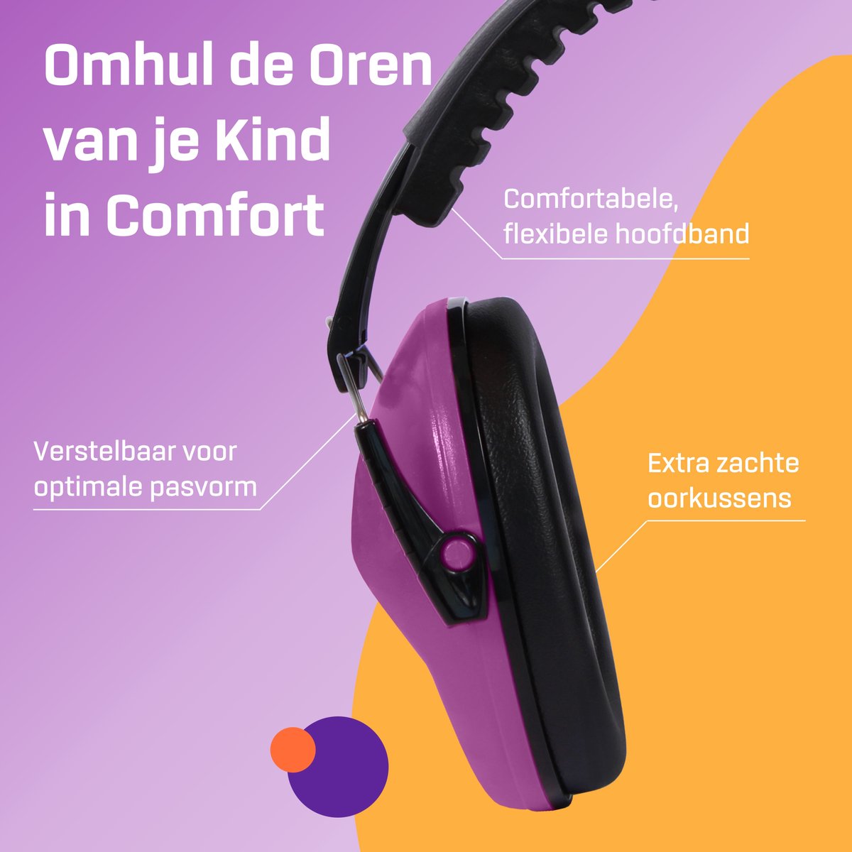 Gehoorbescherming voor kinderen - Oorkap kind gehoorbeschermer earmuffs - Oorkappen inclusief 2 jaar garantie - Paars – foto 3