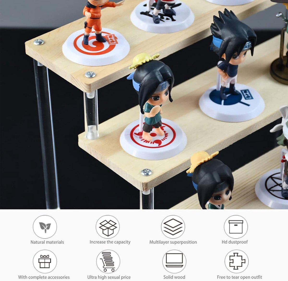 Houten display standaard sieraden display riser 3 dieren hout gegradueerd display rek cupcakes stand tafelrek voor figuren sieraden cupcakes dessert lippenstift nagellak kast 30x8cm — cadeau in Cadeau-ideeën - foto 5