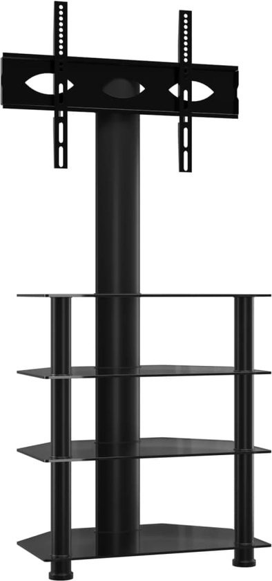 vidaXL-Tv-standaard-hoek-3-laags-voor-32-70-inch-zwart-en-zilverkleur