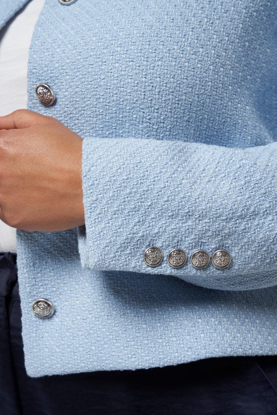MS Mode Jas Kort tweed jasje met gouden knopen