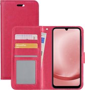 Hoes Geschikt voor Samsung A25 Hoesje Book Case Hoes Flip Cover Wallet Bookcase - Donkerroze