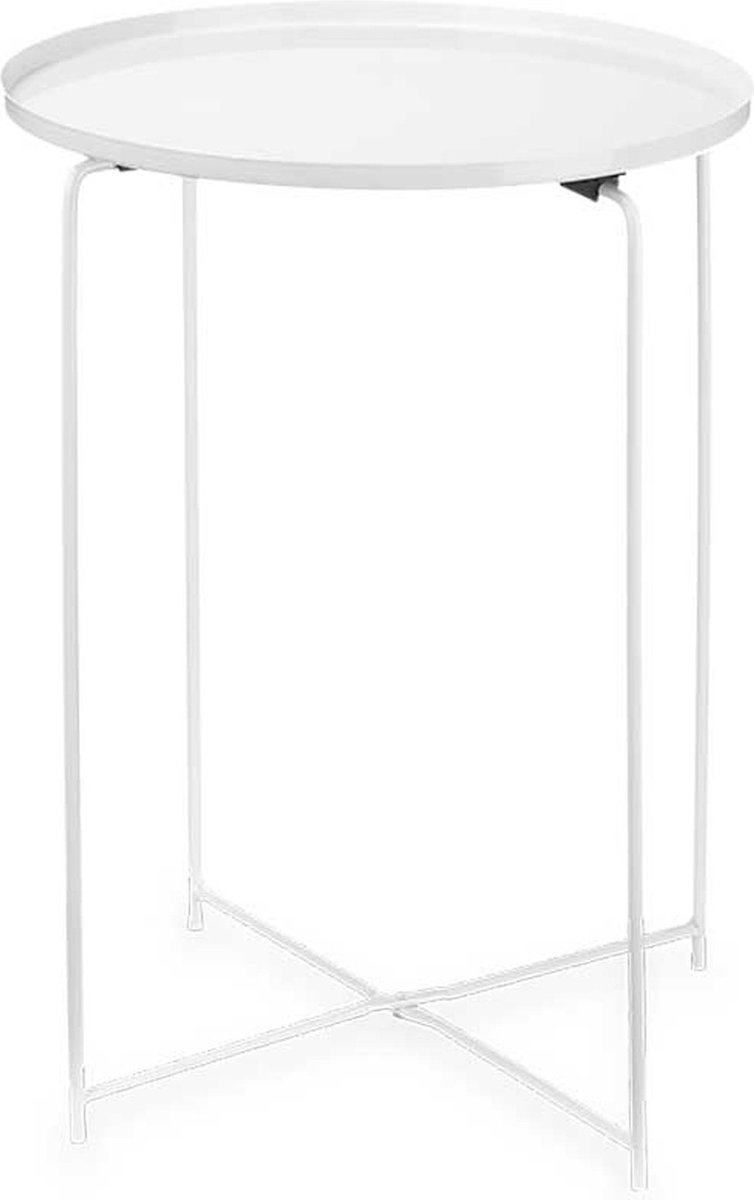Giftdecor Bijzettafel/salontafel/koffietafel - Bombay - wit - metaal - rond - D35 cm x H50 cm