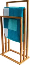 Porte-serviettes Titan - pour la salle de bain - bois de bambou - marron clair - 42 x 24 x 82 cm