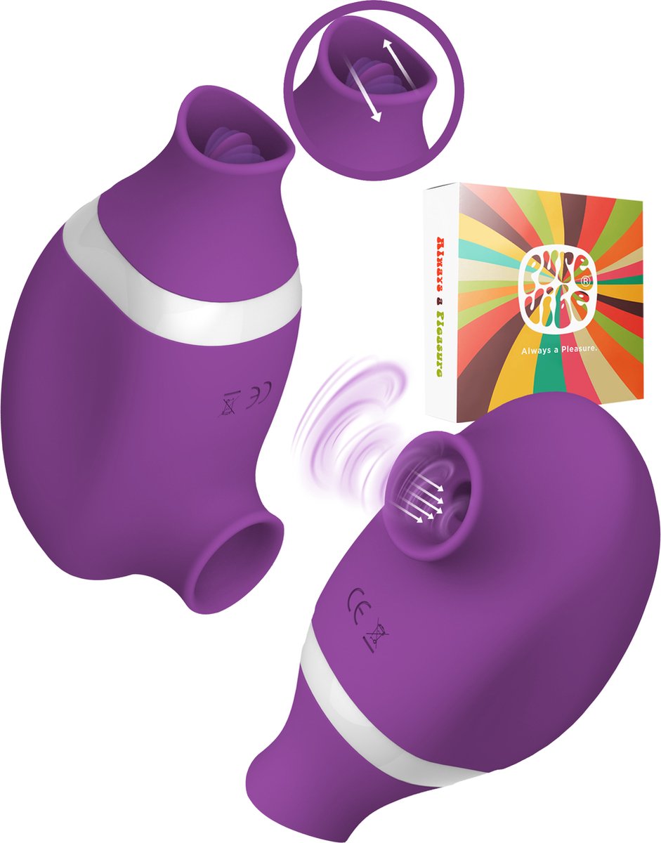Bol.com PureVibe® Oral Air-Pulse Lover Likkende Clitoris stimulator luchtdruk vibrator - vibrators voor vrouwen - Paars aanbieding
