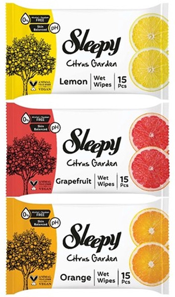 Goedkoopste Sleepy Citrus Garden vochtige doekjes 3x 15 stuks