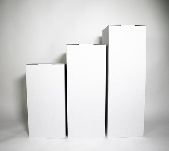 Witte Kartonnen Sokkel - 30x30cm - 90cm hoog - Duurzaam Karton - KarTent