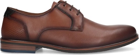 Manfield - Heren - Cognac leren veterschoenen - Maat 47