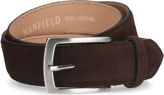 Manfield - Unisex - Donkerbruine suède riem - Maat 95