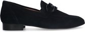 Manfield - Dames - Blauwe suède loafers met chain - Maat 36