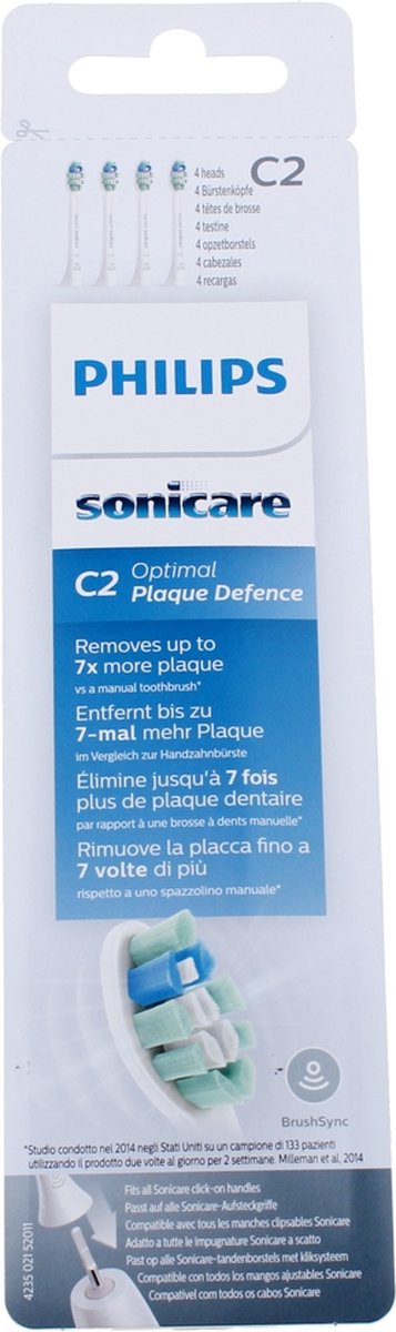 Philips Sonicare C2 Optimal Plaque Defence HX9024/10 - Opzetborstels - 4 stuks - Philips