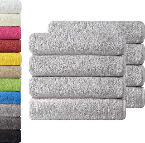 Badstof handdoeken, 50 cm x 100 cm, 100% katoen, verpakking van 8 stuks