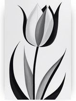 Tulp zwart wit - Zwart wit wanddecoratie - Schilderijen canvas tulp - Muurdecoratie landelijk - Canvas keuken - Decoratie woonkamer - 50 x 70 cm 18mm