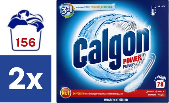 Poudre pour machine à laver Calgon 3en1 - 2 x 2,5 kg (156 lavages)