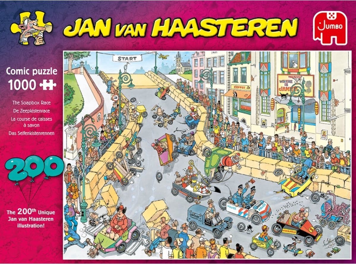 Jan van Haasteren 200ste Legpuzzel - Zeepkisten Race puzzel - 1000 stukjes