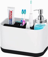Support de brosse à dents, 6 emplacements multifonctions pour brosse à dents électrique, support de Dentifrice , organisateur de stockage de brosse à dents amovible avec trou de vidange (Zwart)