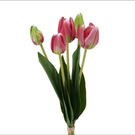Kunst Tulpen Mauve - Roze - Pink - Kunstbloemen - Tulips - Kunst Boeket - Tulp - 40 CM - Zijden Bloemen - Latex Bloem - Bruiloft - Voorjaar - Lente